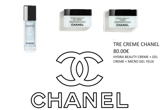 TRIS CREME CHANEL - HYDRA BEAUTY CREME 50G + GEL CREME 50G + GEL YEUX 15ML